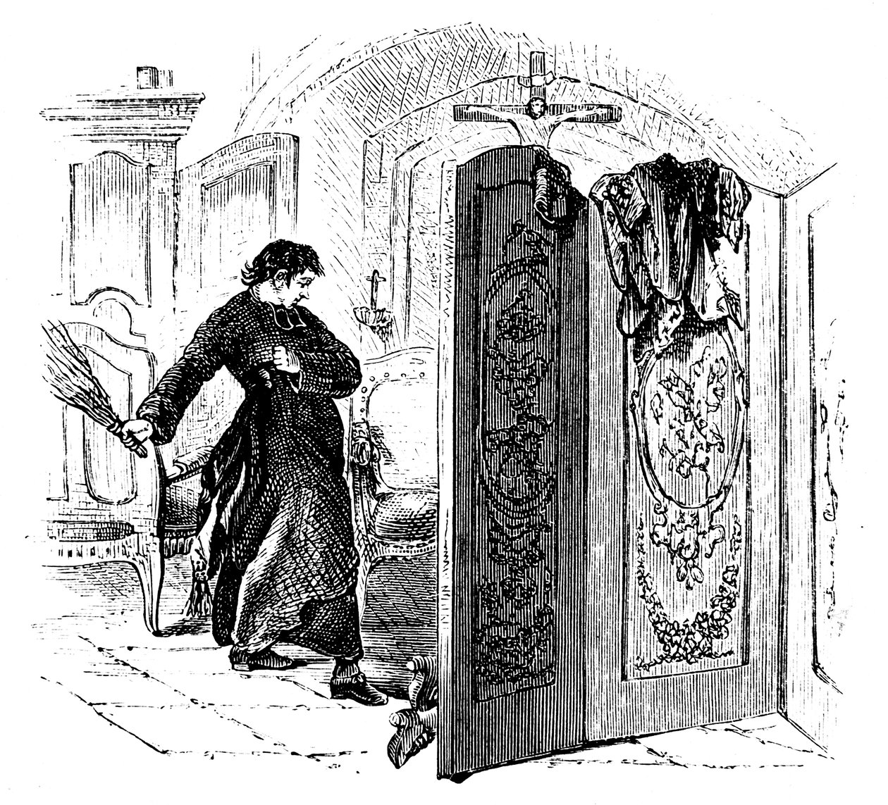 Padre chicoteando um penitente com uma bétula, c1876 de Unbekannt
