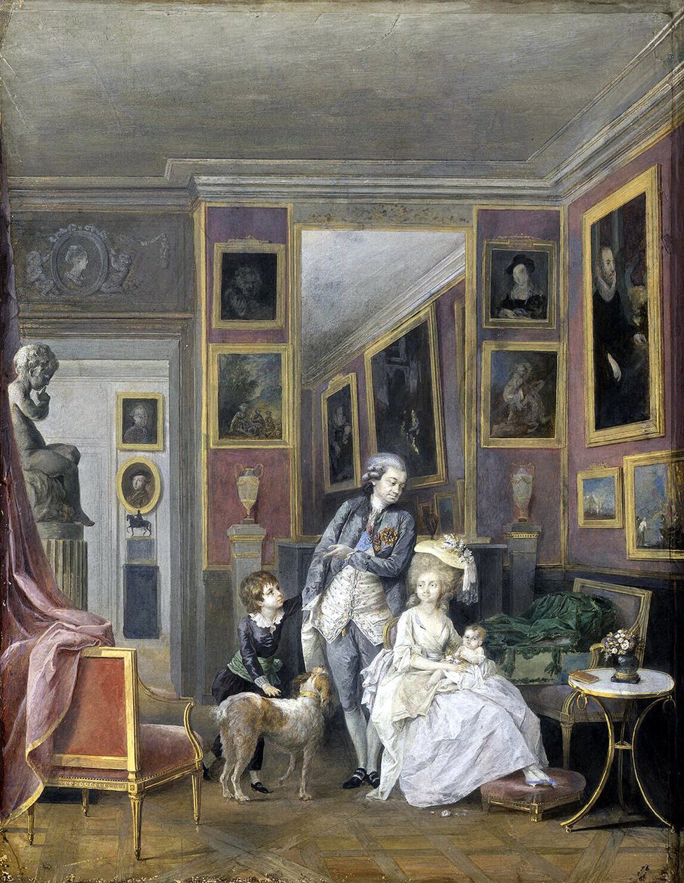 Príncipe Alexander Sergeevich Stroganov com sua esposa Ekaterina Petrovna e filhos, ca 1778 de Unbekannt