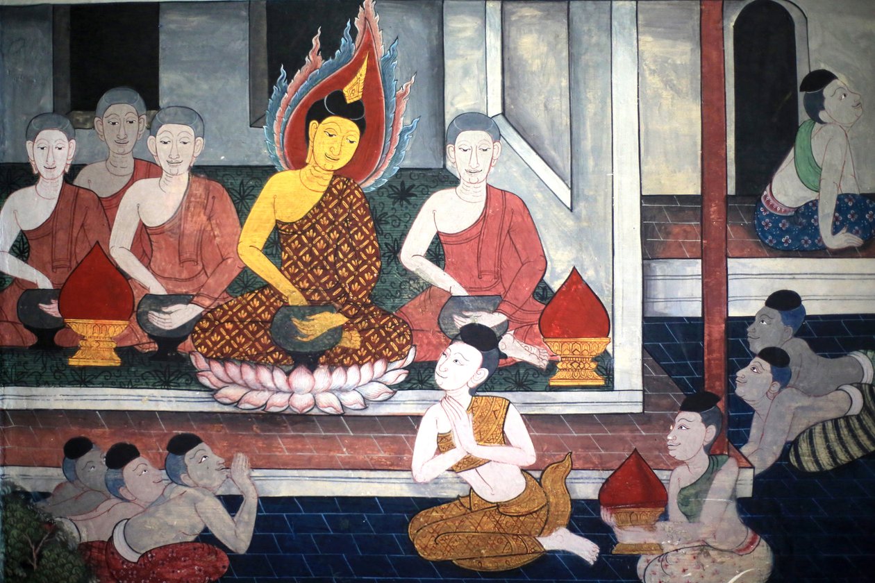 Príncipe Rama. Detalhe mural nas paredes interiores do Vihara da época do rei Rama III, retratando o Ramakian. Wat Pho - Wat Phra Chettuphon. 1788. Banguecoque. Tailândia de Unbekannt