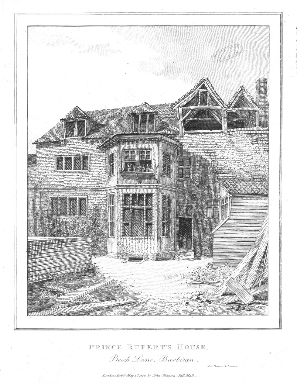 Casa Prince Ruperts, Beech Lane, Barbican, 1800 de Unbekannt