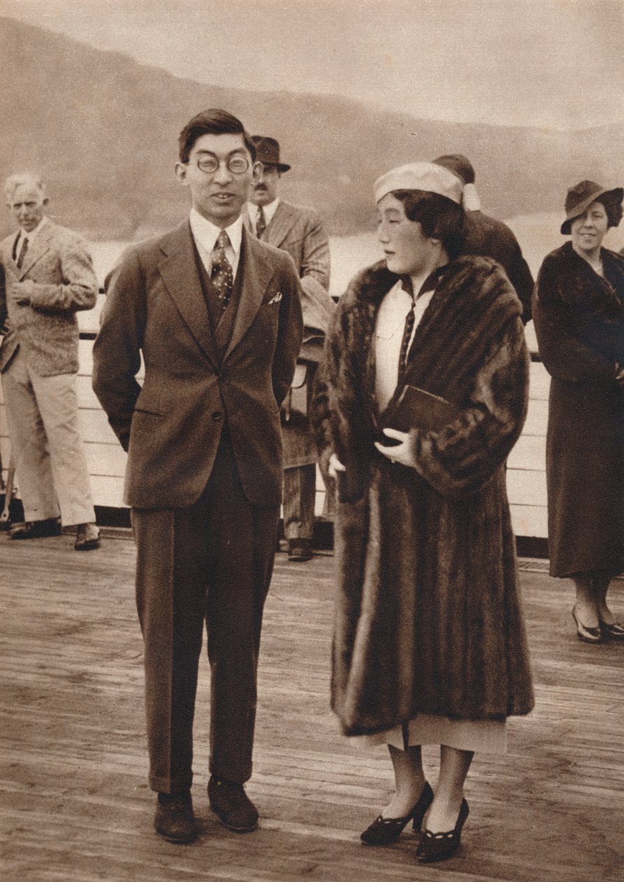 Príncipe e princesa Chichibu chegando na rainha Maria, 12 de abril de 1937 de Unbekannt