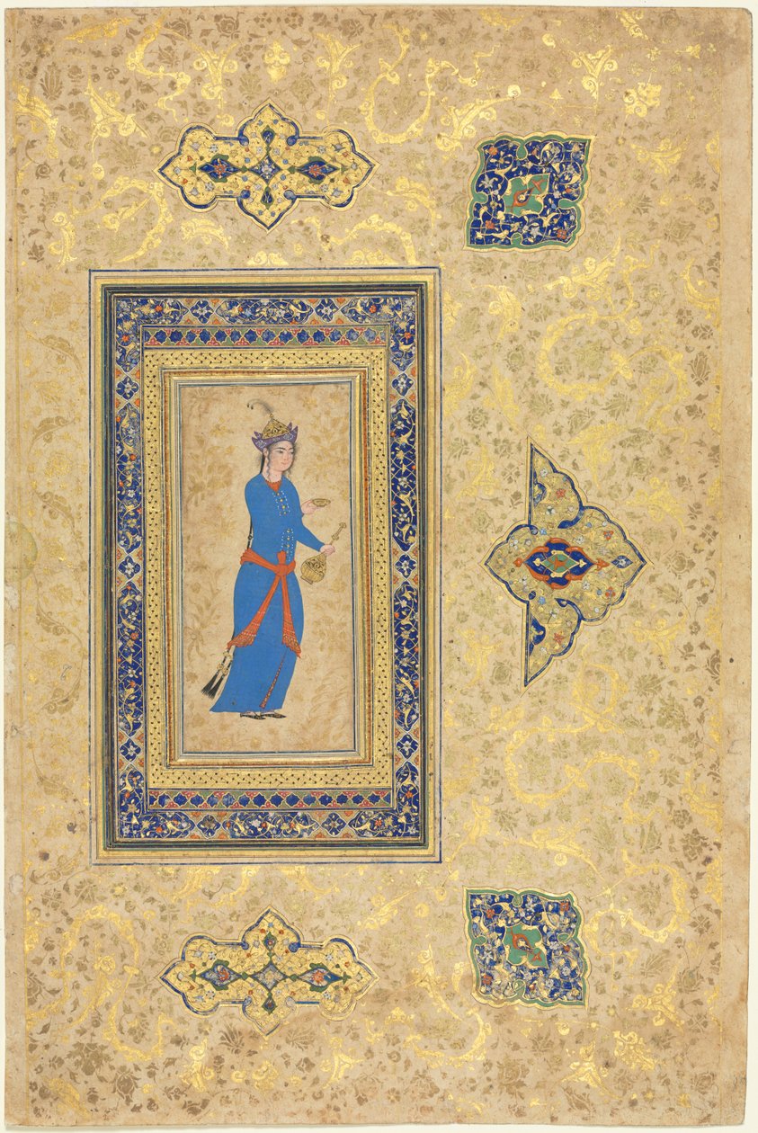 Princesa com garrafa de vinho e copo reto, c. 1550-1600. de Unbekannt