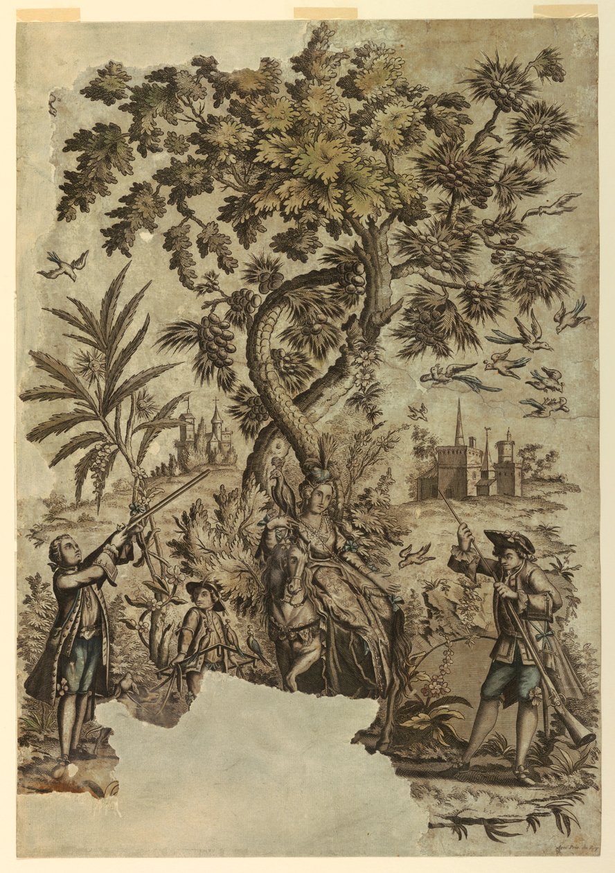 Impressão, Bird Hunt, 1730-50 de Unbekannt