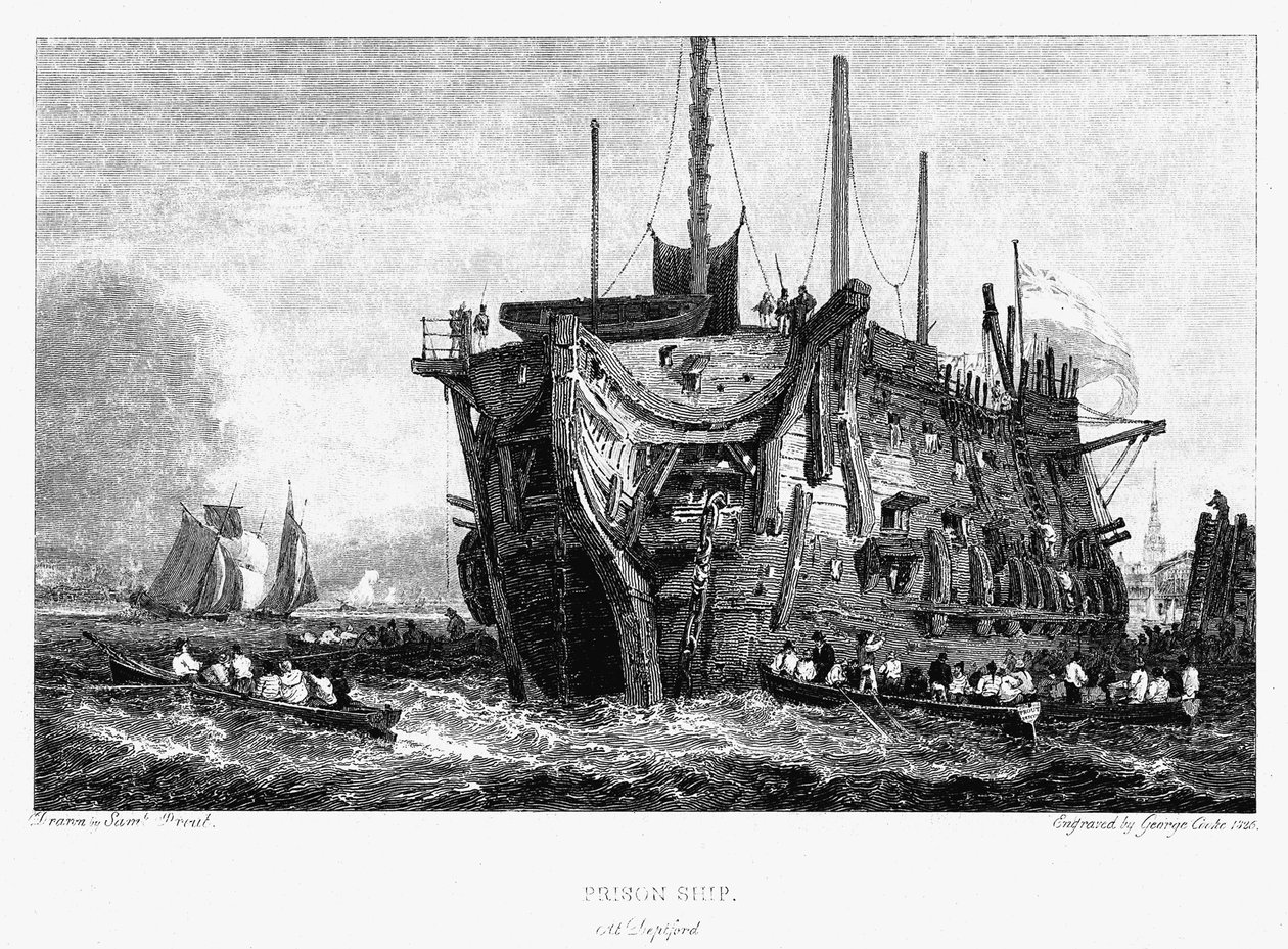 Hulk da prisão em Deptford, Londres, c1826 de Unbekannt