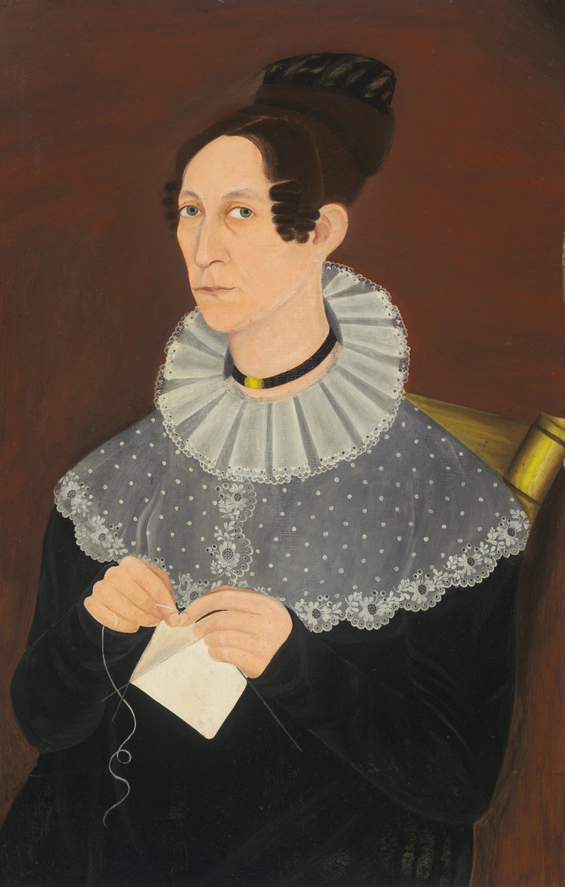 Provavelmente Sarah Cook Arnold Knitting, c. 1830. de Unbekannt