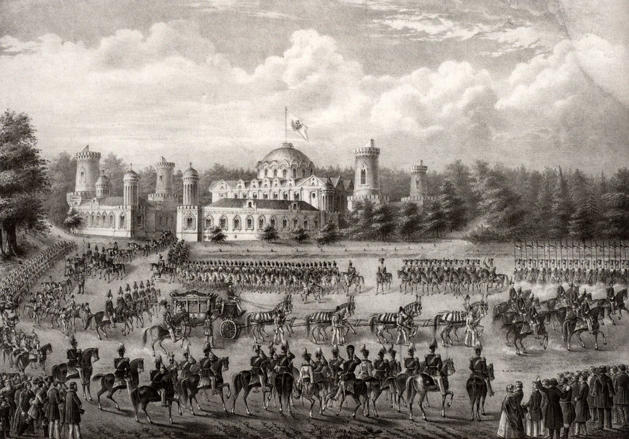 Procissão do czar Nicolau I na Catedral da Dormição do Palácio Petrovsky durante sua coroação em 1825, 1826 de Unbekannt