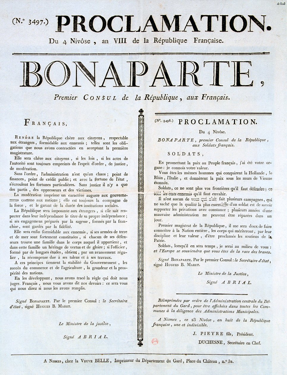 Proclamação de Napoleão como 1º cônsul, século XIX de Unbekannt