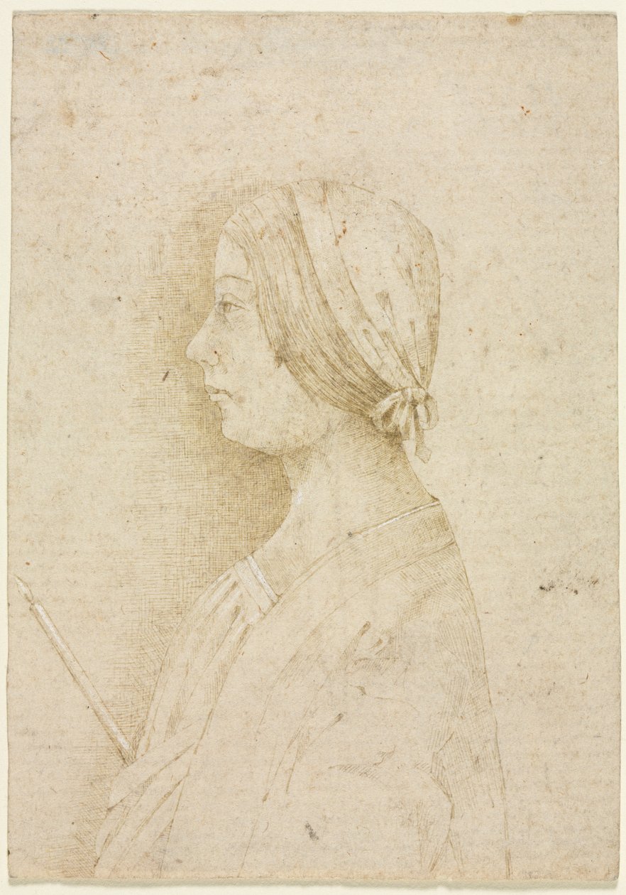 Perfil de uma garota segurando uma vela, anos 1400. de Unbekannt