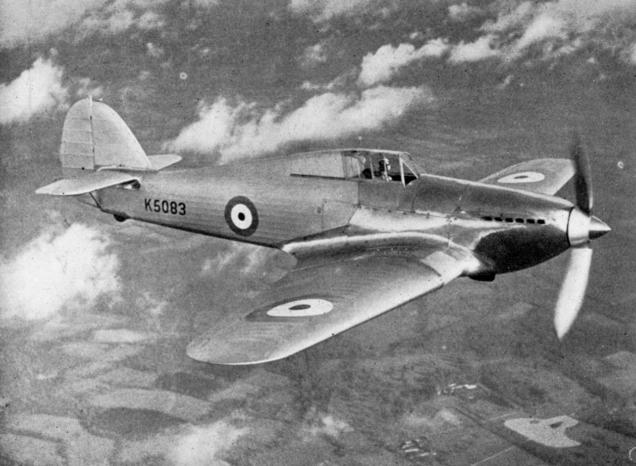 Protótipo Hawker Hurricane sendo testado pelo tenente de vôo PWS Bulman, c1935 1941 de Unbekannt