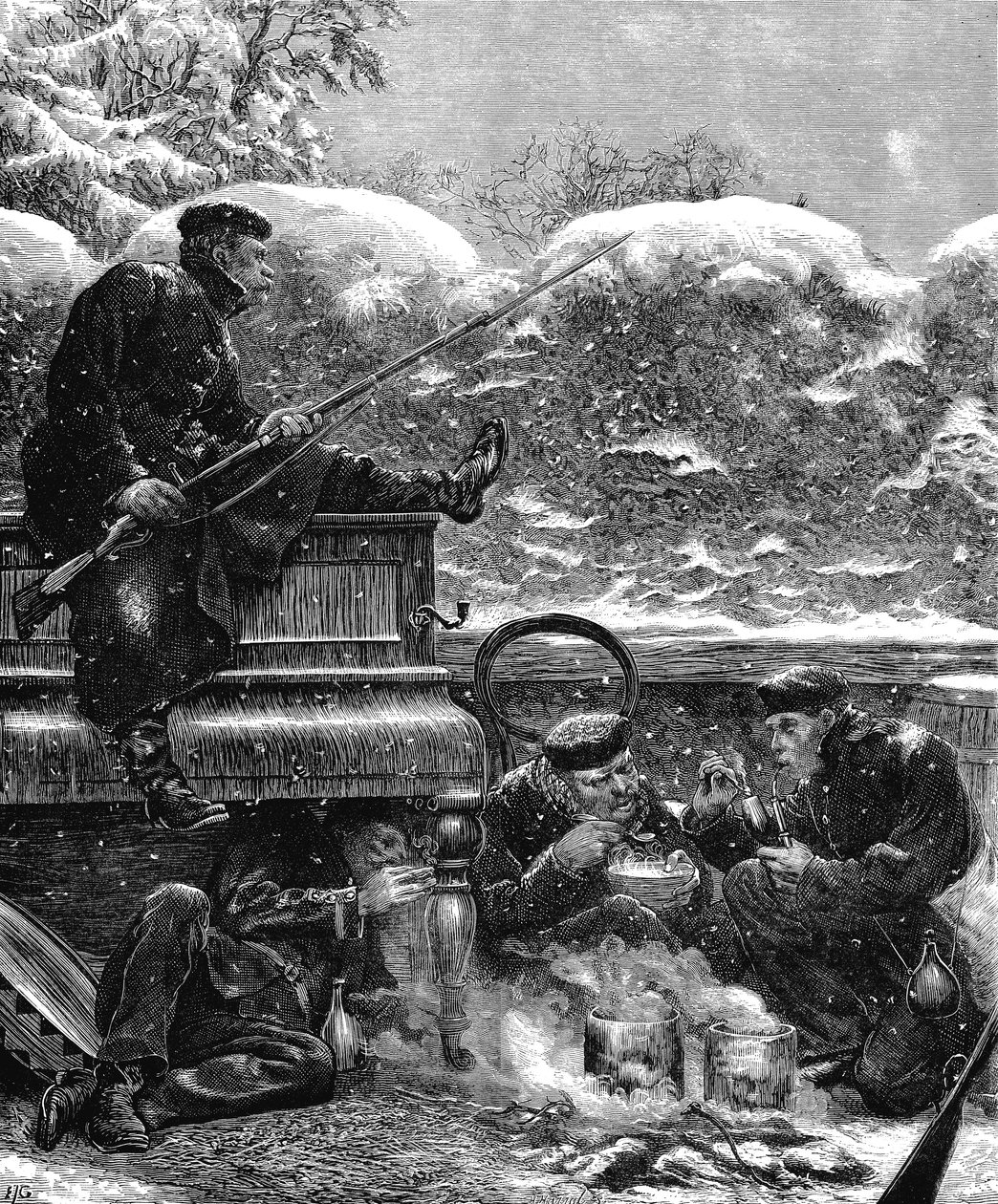 Tropas prussianas no cerco de Paris, Guerra Franco-Prussiana, dezembro de 1870 de Unbekannt