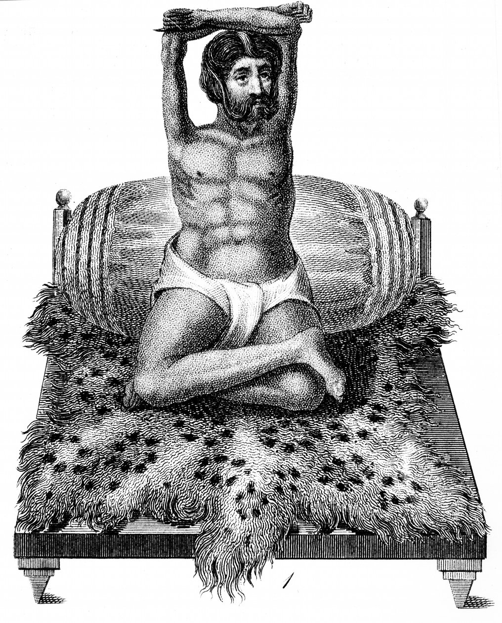 Purana Puri, filósofo hindu, erguendo os braços acima da cabeça, 1811 de Unbekannt