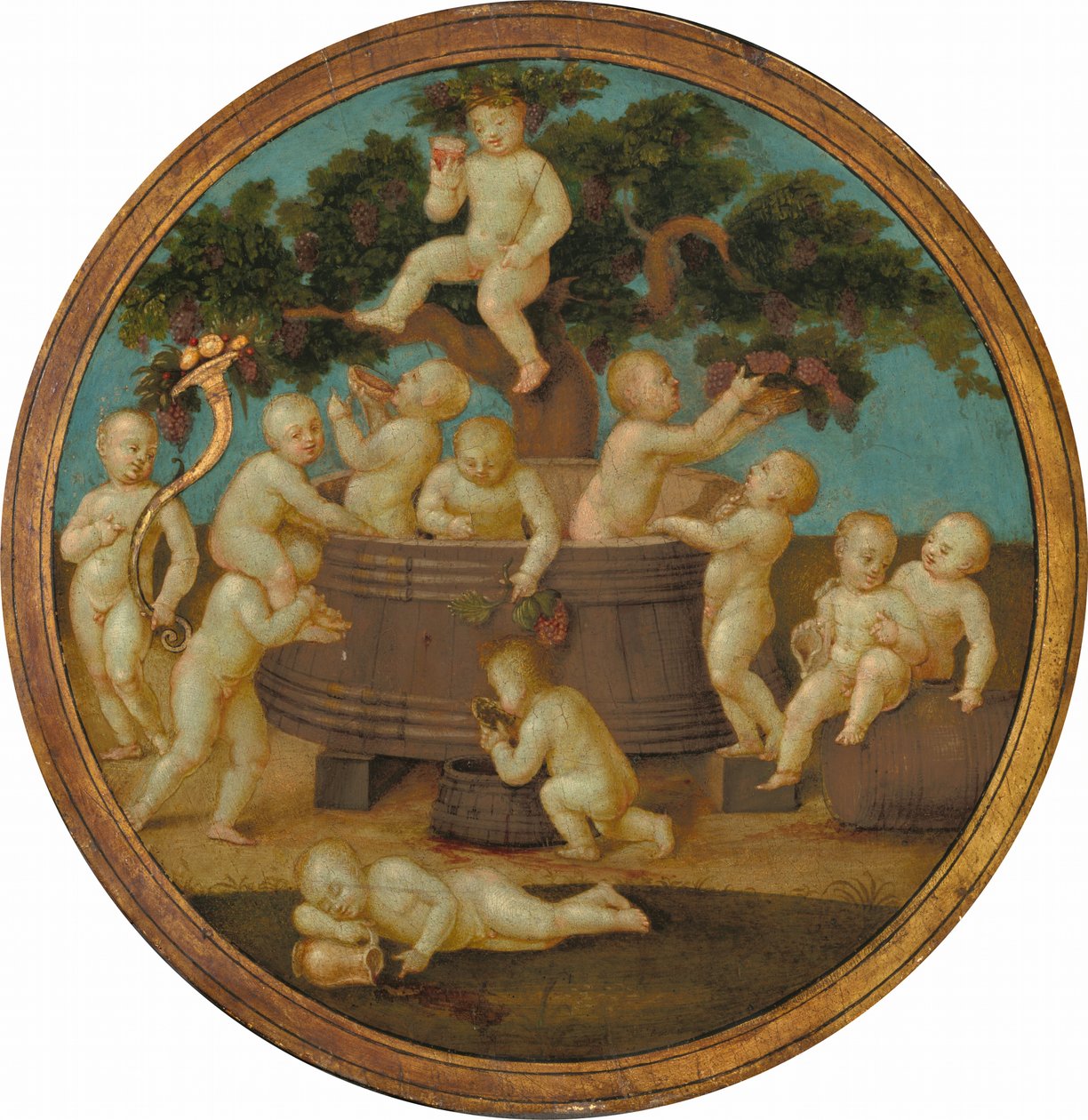 Putti com uma prensa de vinho, c. 1500. de Unbekannt