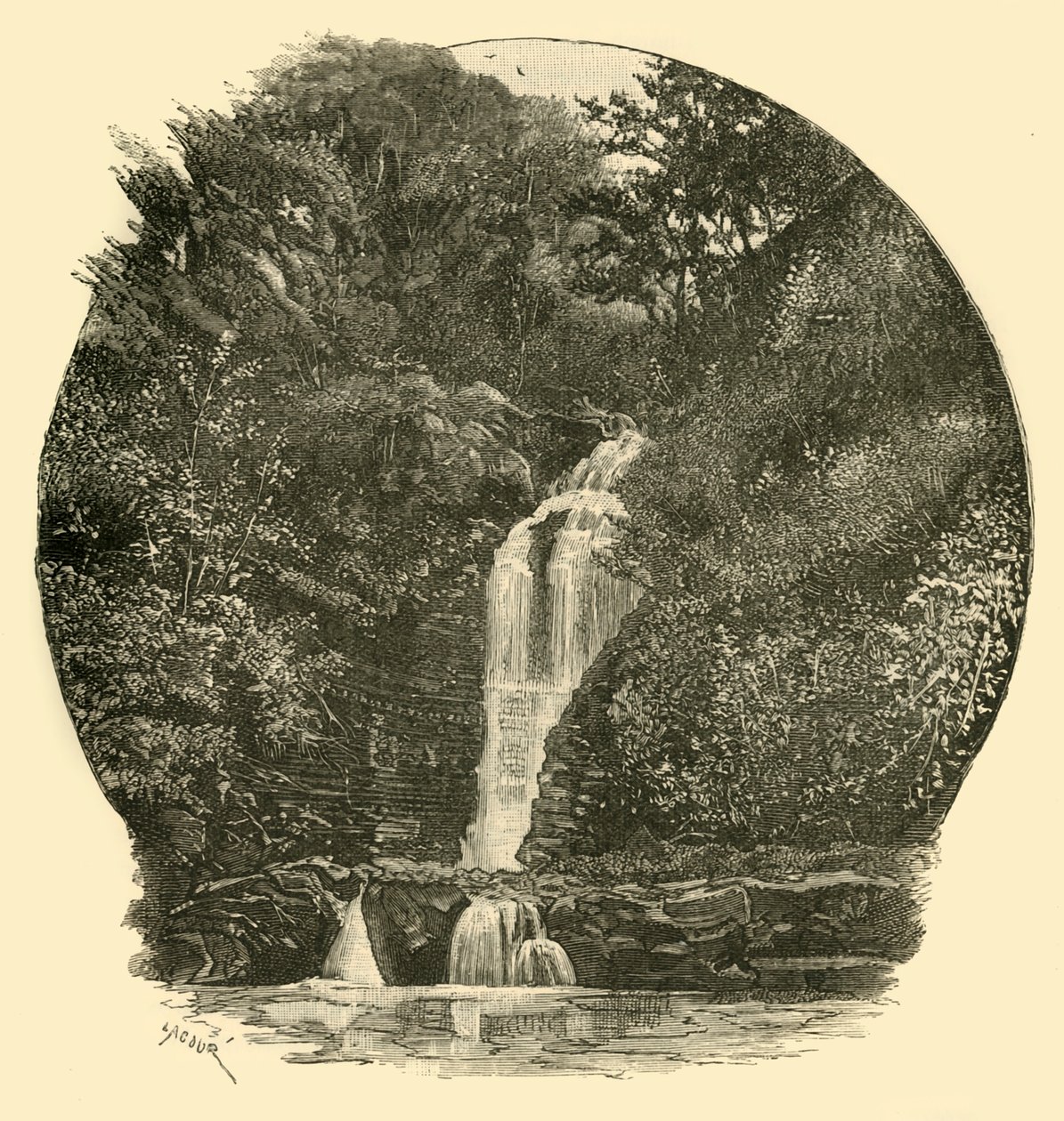 Quedas de Pyrddin, Vale de Neath, 1898. de Unbekannt
