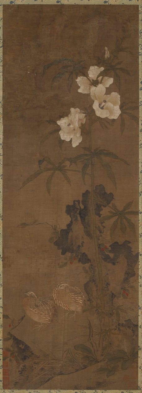 Codorniz e flores, dinastia Yuan ou Ming, século XIV. de Unbekannt