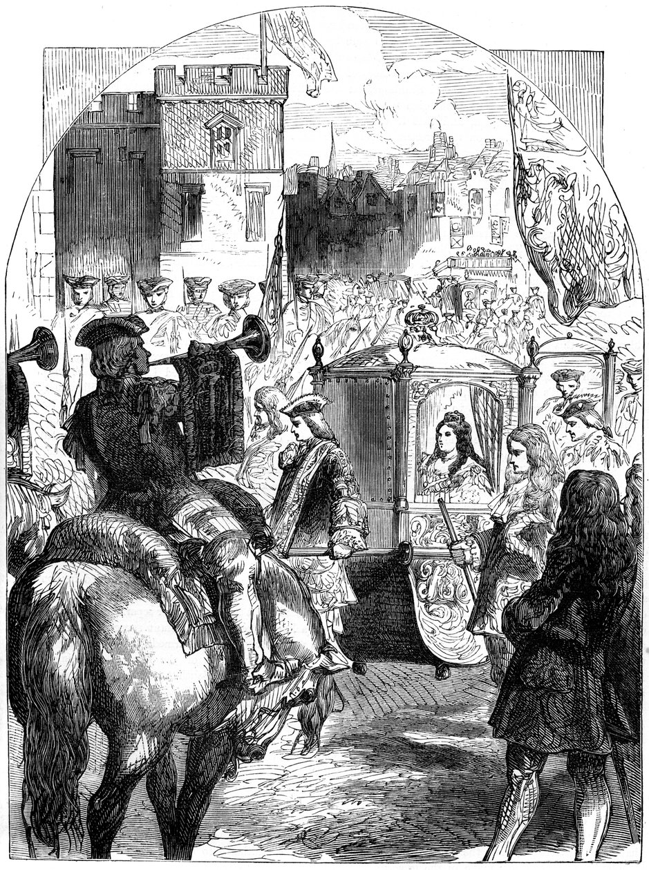 O último progresso da rainha Annes 1665-1714 no Parlamento, Westminster, Londres, século XIX de Unbekannt