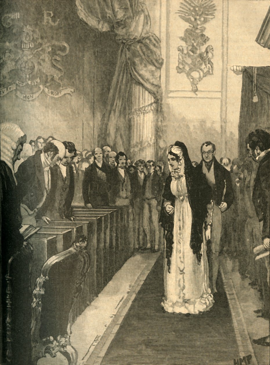Rainha Caroline entrando na Câmara dos Lordes durante seu julgamento, Westminster, Londres, 1820 c1890. de Unbekannt