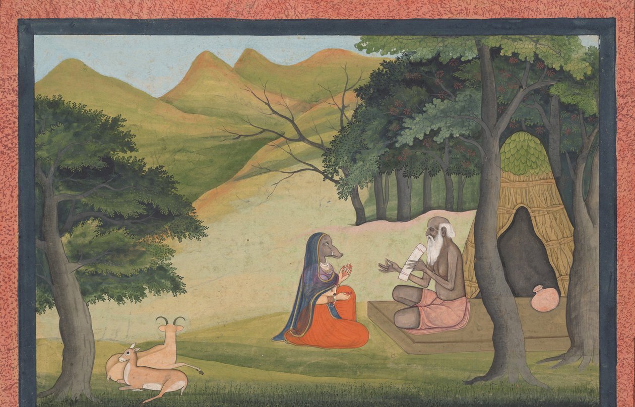Rainha Choladevi Antes do Eremita-Sábio Angiras ... de um Vrataraja Disperso ..., ca. 1790 de Unbekannt