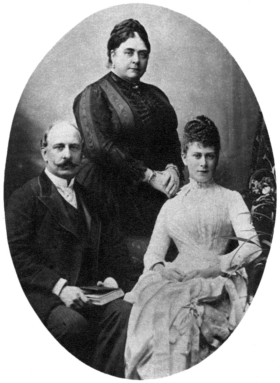 Rainha Mary e seus pais, duque e duquesa de Teck, c1890-1900, 1935 de Unbekannt
