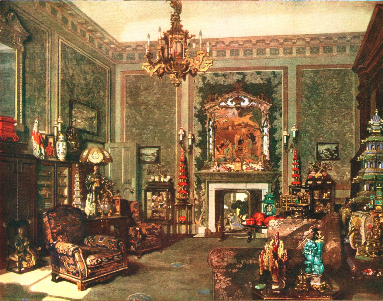 Sala chinesa Chippendale da rainha Marys no Palácio de Buckingham, c1935 de Unbekannt