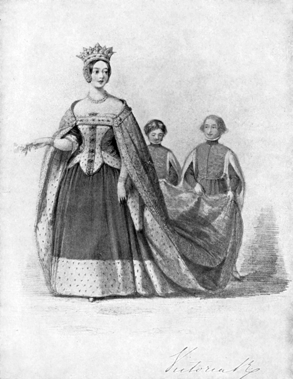 Rainha Victoria como rainha Philippa no baile Plantagenet, Palácio de Buckingham, c1840s, 1901 de Unbekannt