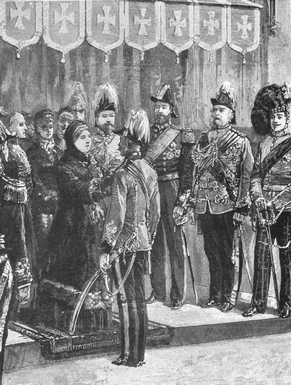 Oficiais de decoração da rainha Victoria ... em Windsor, 8 de dezembro de 1879, 1901. de Unbekannt