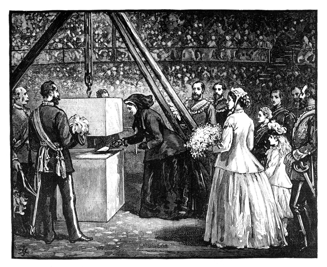 Rainha Victoria, que lança a pedra fundamental do Royal Albert Hall, Londres, 1860 de Unbekannt