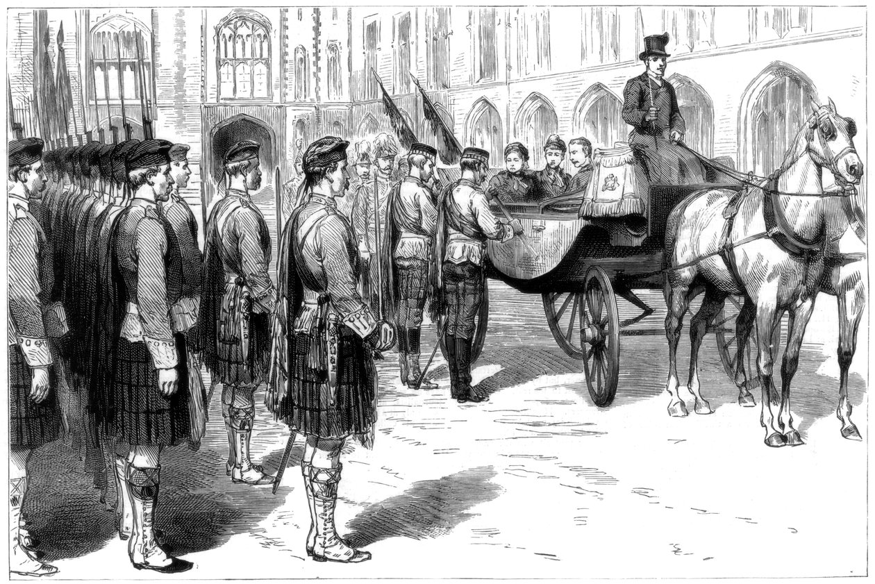Rainha Victoria recebendo as cores antigas dos Seaforth Highlanders, Windsor, 1885 de Unbekannt