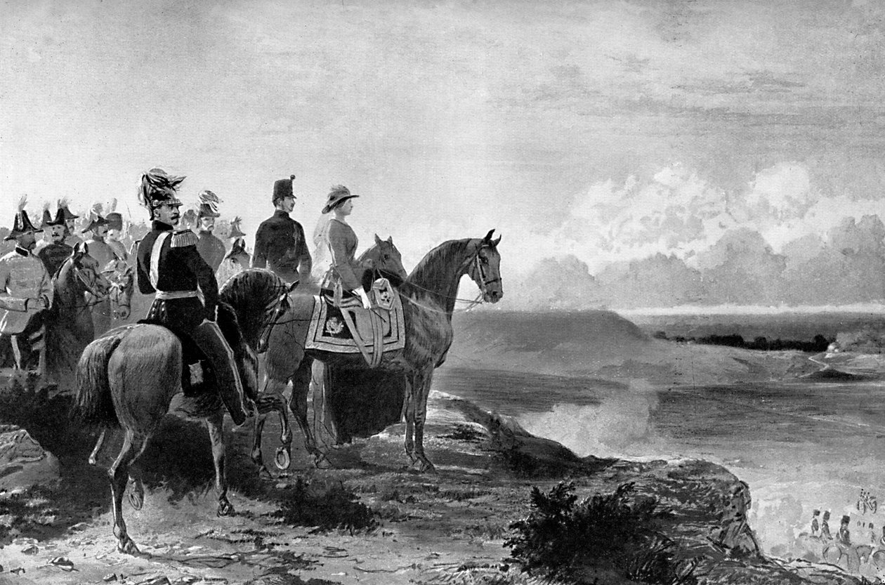 Rainha Victoria revendo suas tropas, Aldershot, 1856, c1920 de Unbekannt