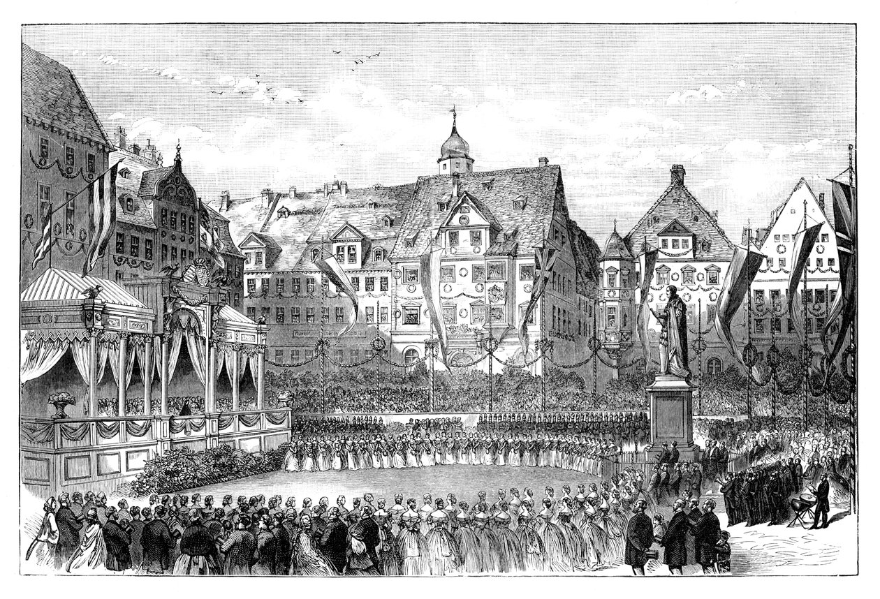 Rainha Victoria, revelando uma estátua do príncipe Albert, Coburg, Alemanha, 1865 de Unbekannt