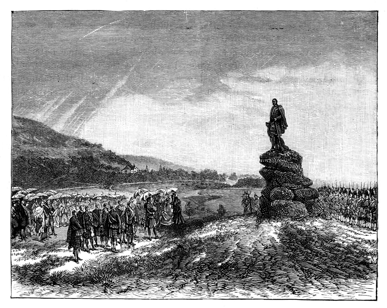 Rainha Victoria inaugurando uma estátua do príncipe Albert em Balmoral, Escócia, década de 1860 de Unbekannt
