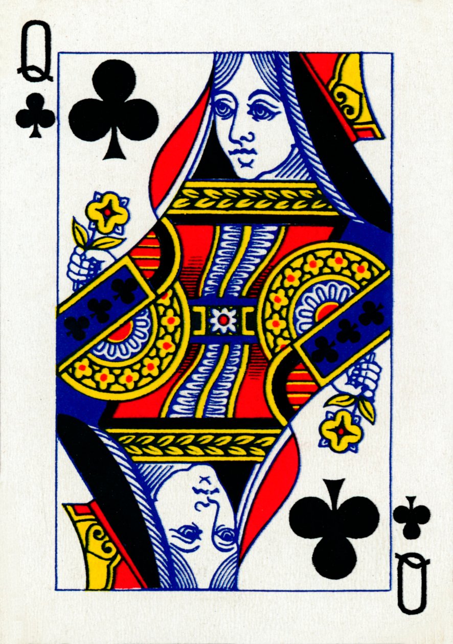 Rainha dos Clubes do baralho da Goodall & Son Ltd. jogando cartas, c1940 de Unbekannt