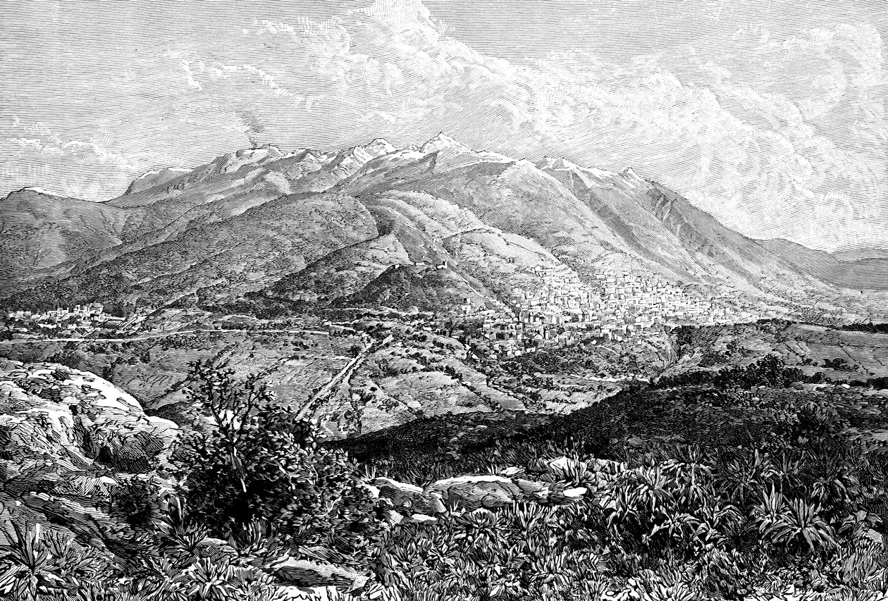 Quito e Monte Pichincha, Equador, 1895 de Unbekannt