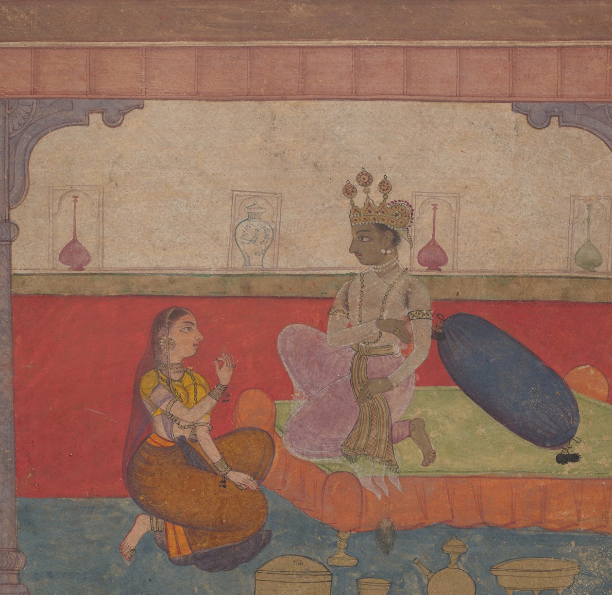 Radha fala com Krishna: Página do Boston Rasikapriya Amantes Breviary, ca. 1610 de Unbekannt