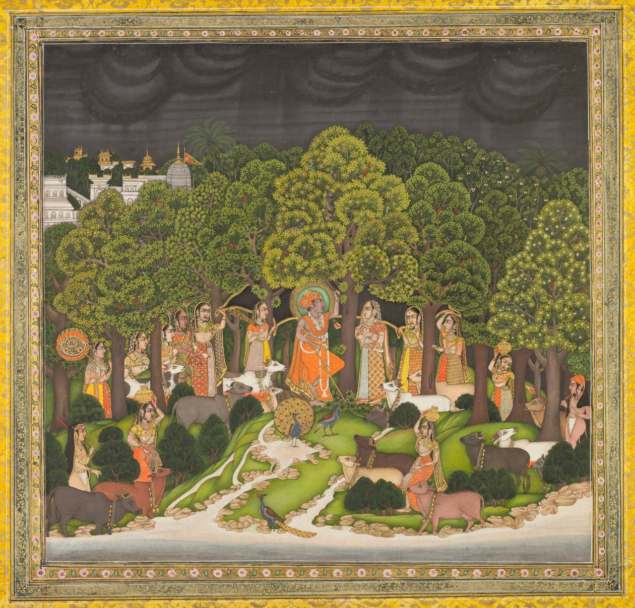 Radha e Krishna se encontram na floresta durante uma tempestade, c. 1770 de Unbekannt