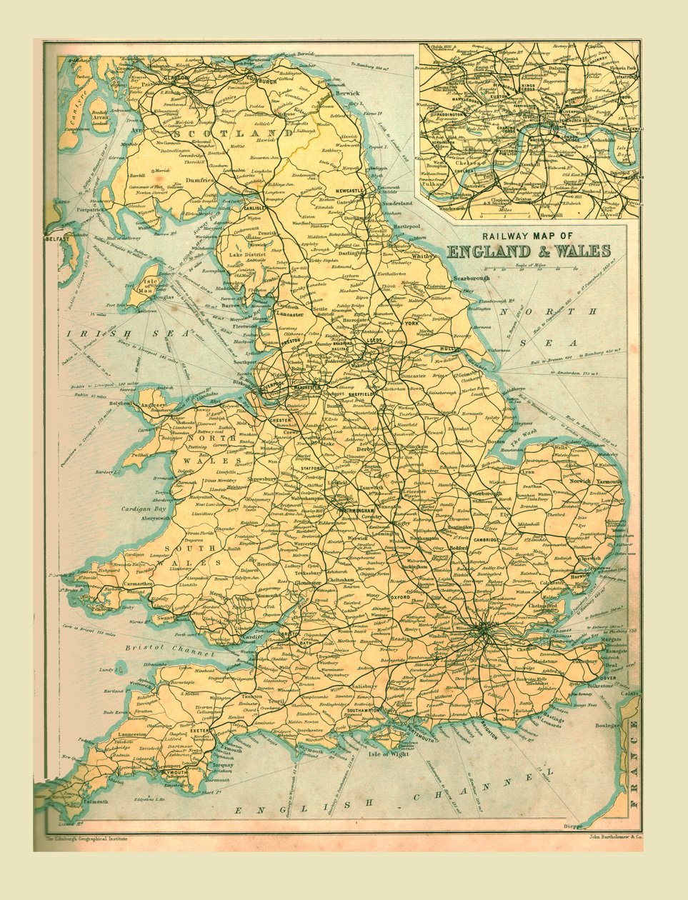 Mapa ferroviário da Inglaterra e país de Gales, 1902. de Unbekannt