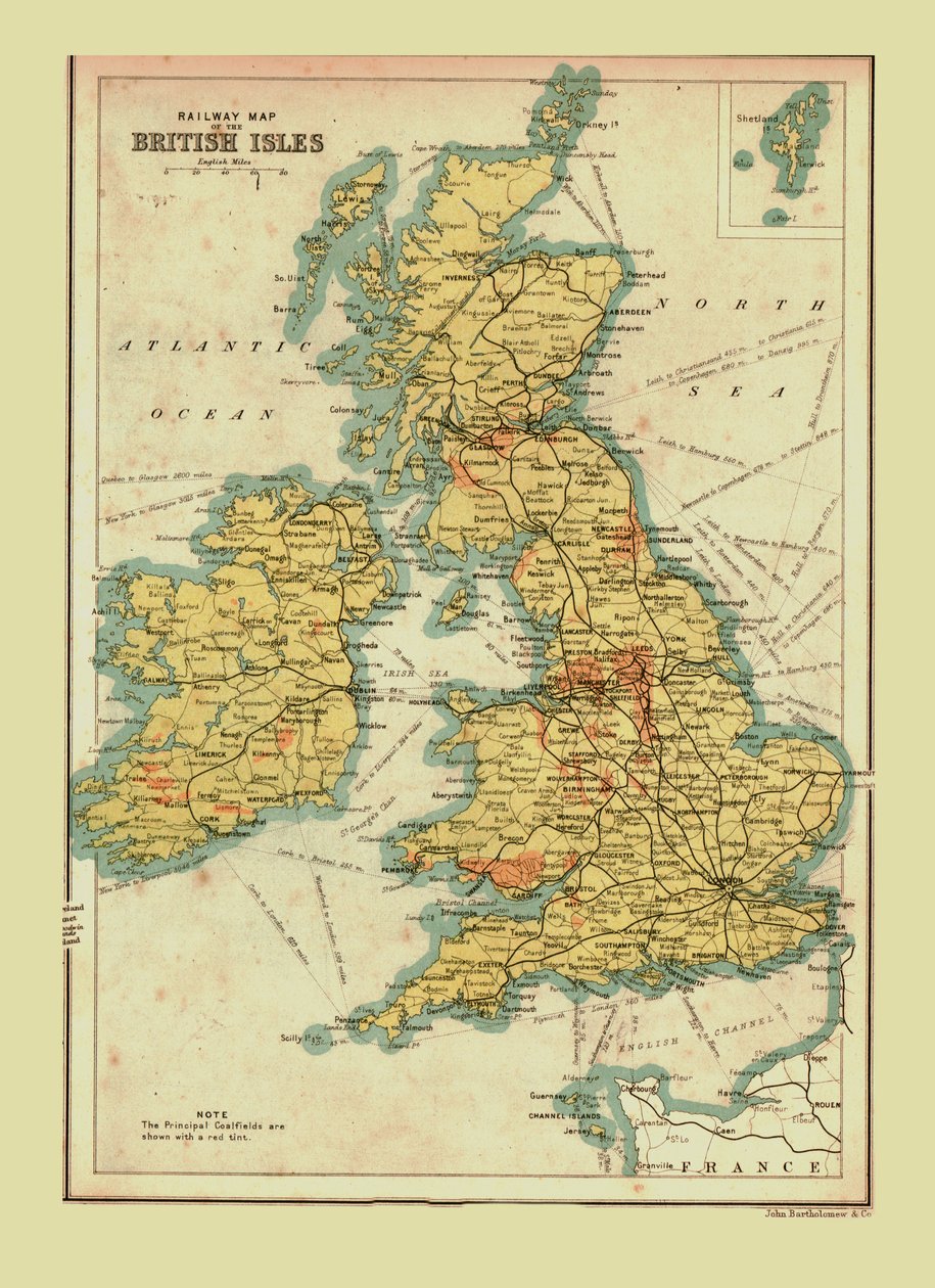 Mapa ferroviário das Ilhas Britânicas, 1902. de Unbekannt