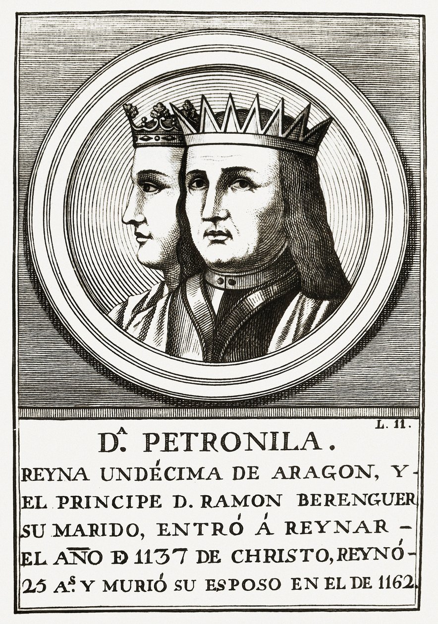 Raimond Berenger IV de Barcelona e Petronilla Rainha de Aragão, gravura. de Unbekannt