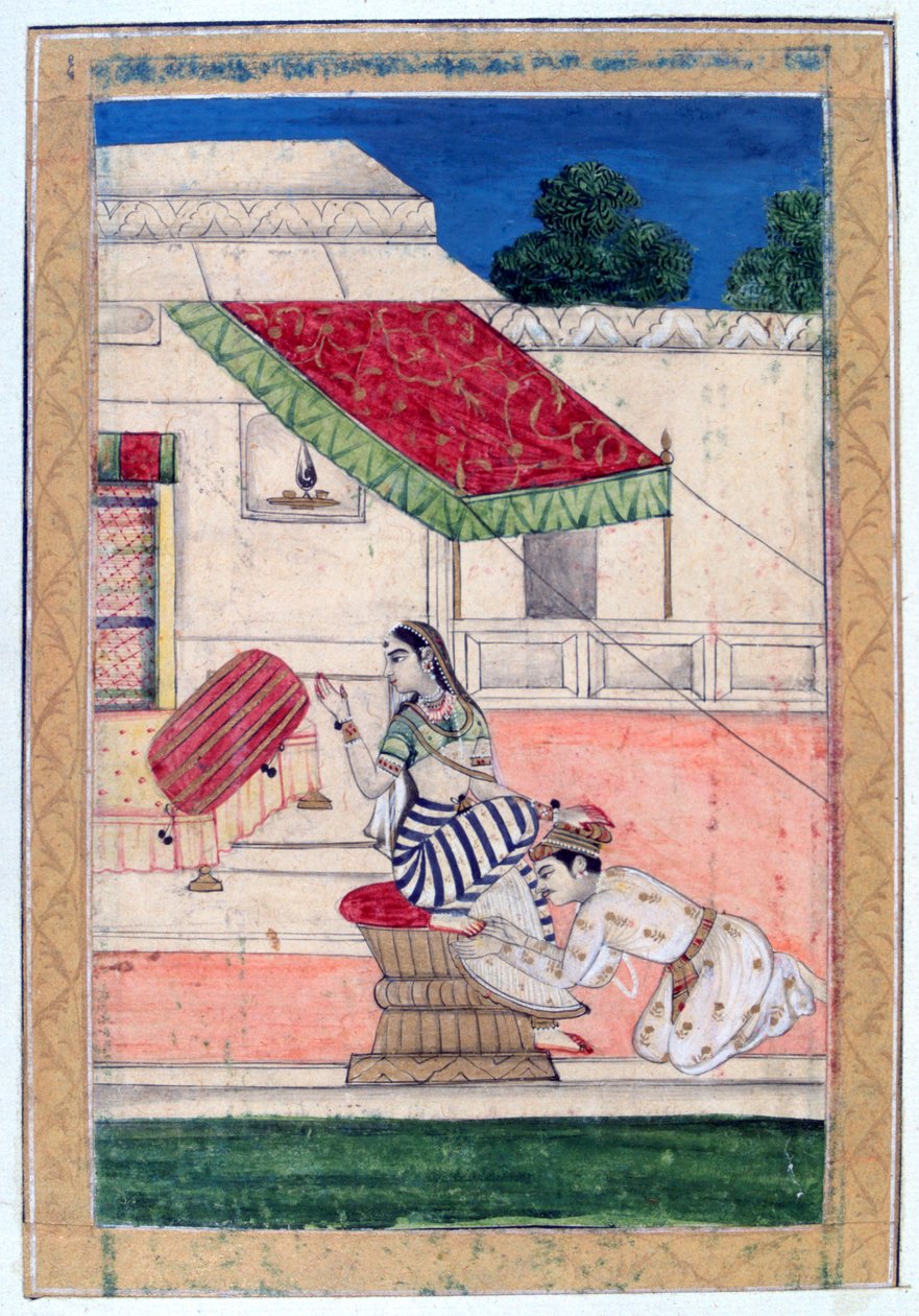 Ramkali Ragini, Álbum Ragamala, Escola de Rajasthan, século XIX de Unbekannt
