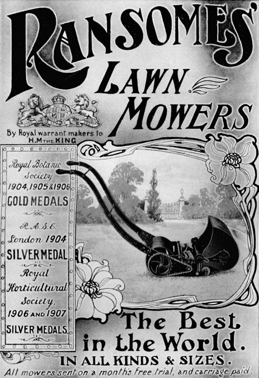 Anúncio de Ransomes Lawn Mowers, 1908 de Unbekannt