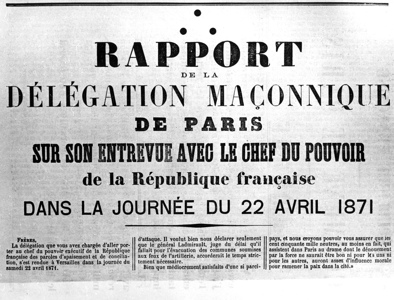 Delagation Maconnique, dos cartazes políticos franceses da Comuna de Paris de Unbekannt