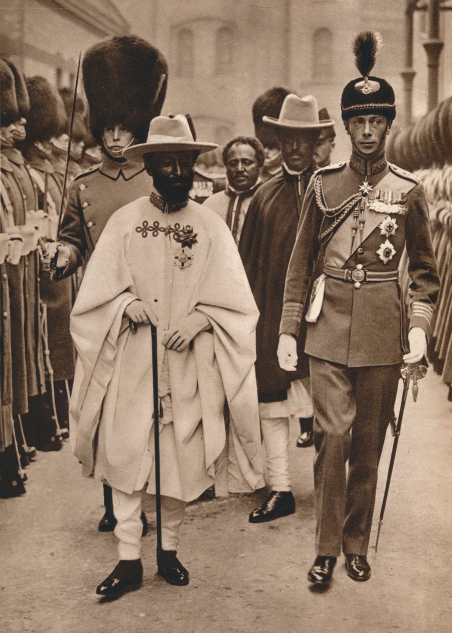 Ras Tafari, príncipe regente da Etiópia imperador Haile Selassie com o duque de York, 1924 de Unbekannt