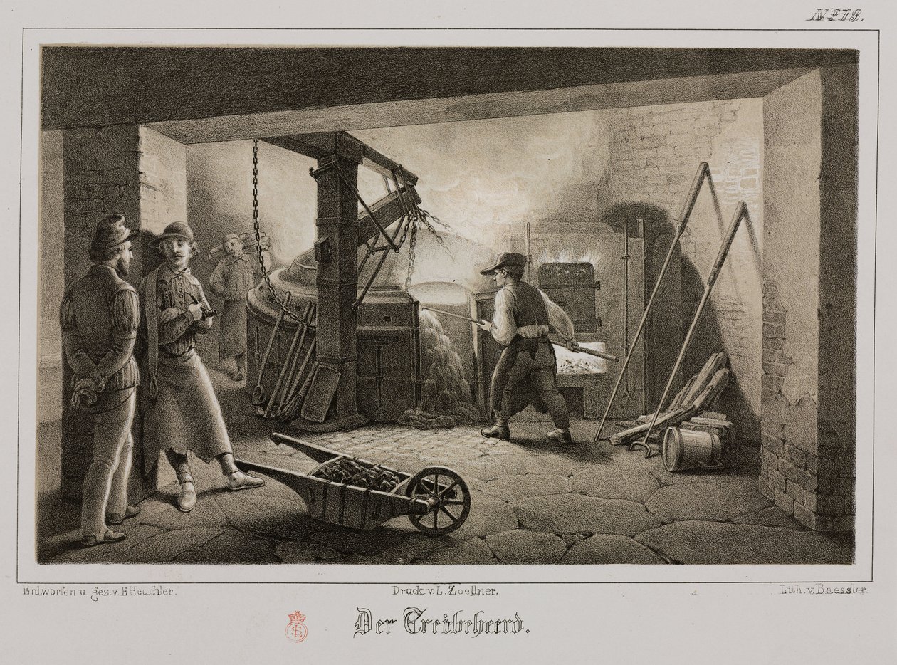 Processamento de Matérias-Primas, Fundição de Metalurgia, Alemanha, c 1851 de Unbekannt
