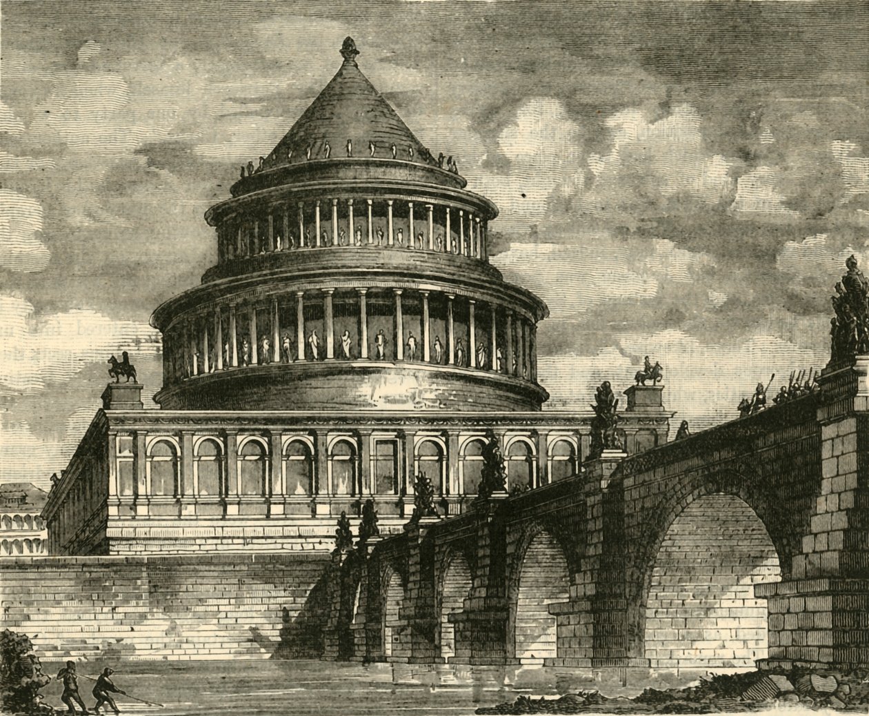 Reconstrução do Mausoléu de Adriano, agora Castelo de Santo Ângelo, 1890. de Unbekannt