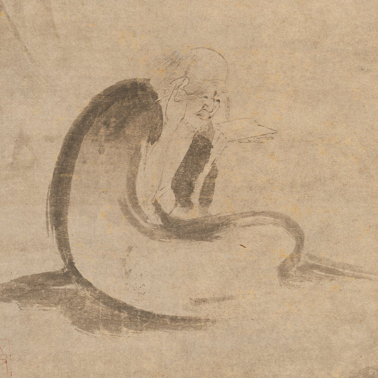 Lendo um Sutra ao luar, ca. 1332. de Unbekannt