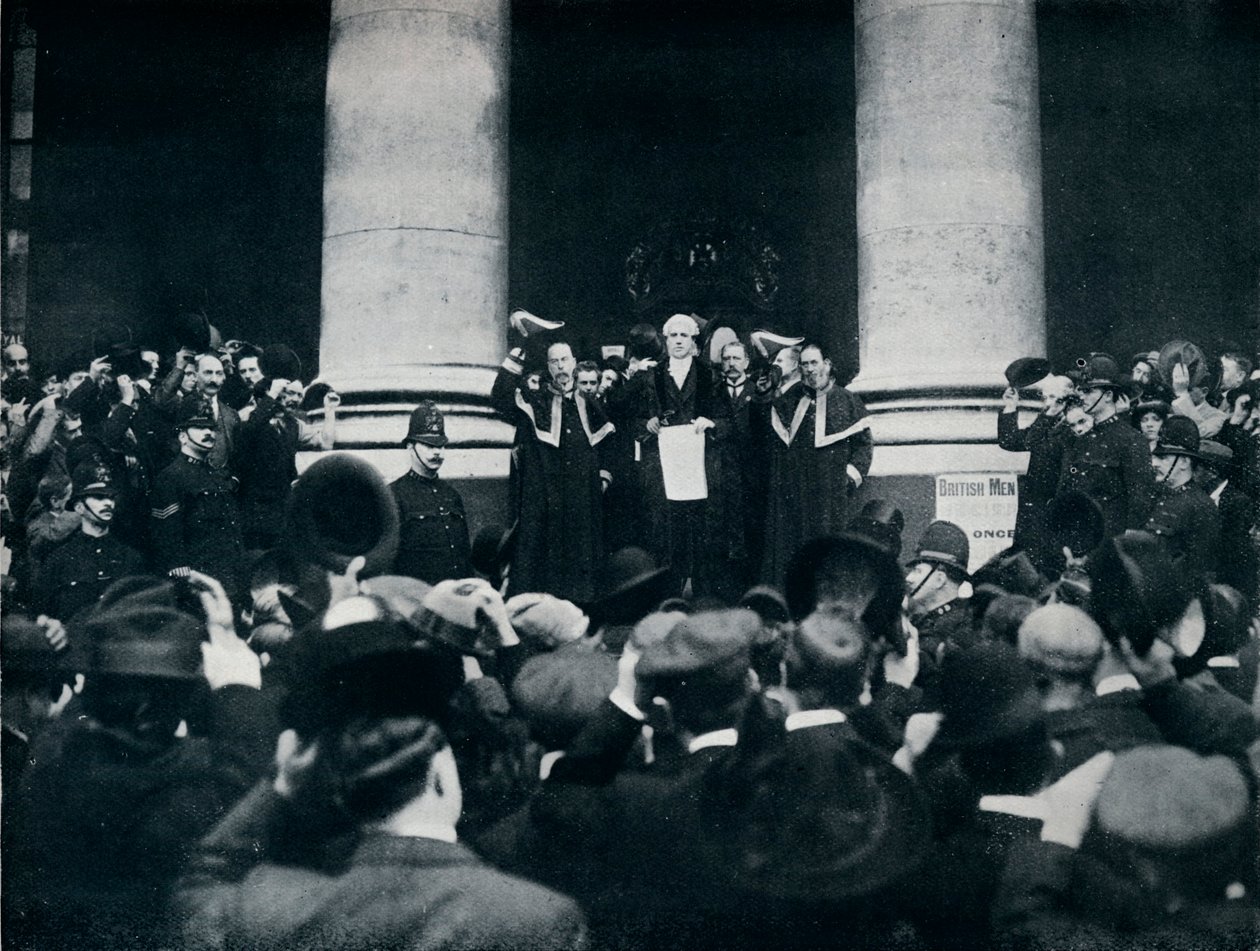 Lendo a Proclamação da Guerra contra a Turquia do Royal Exchange, Londres, 1914 de Unbekannt
