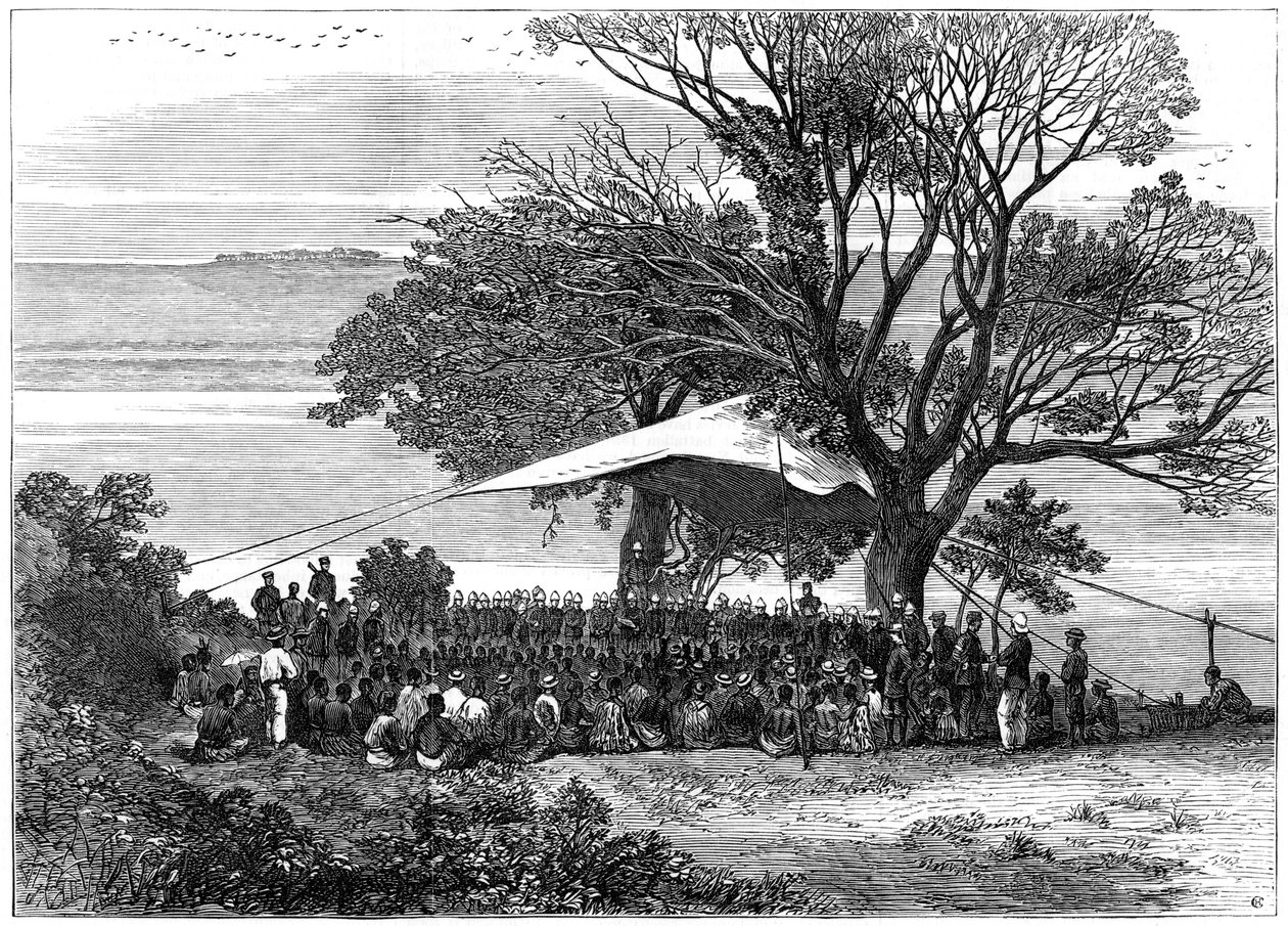 Lendo o ultimato nas margens do Tugela, a guerra do Zulu no sul, 1879 de Unbekannt