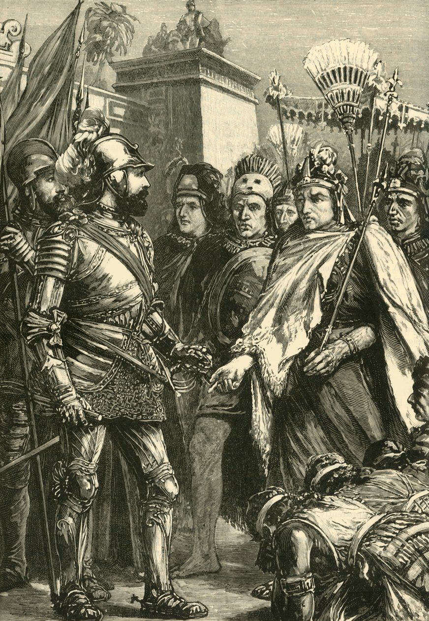 Recepção de Cortes por Montezuma, 1519, 1890. de Unbekannt