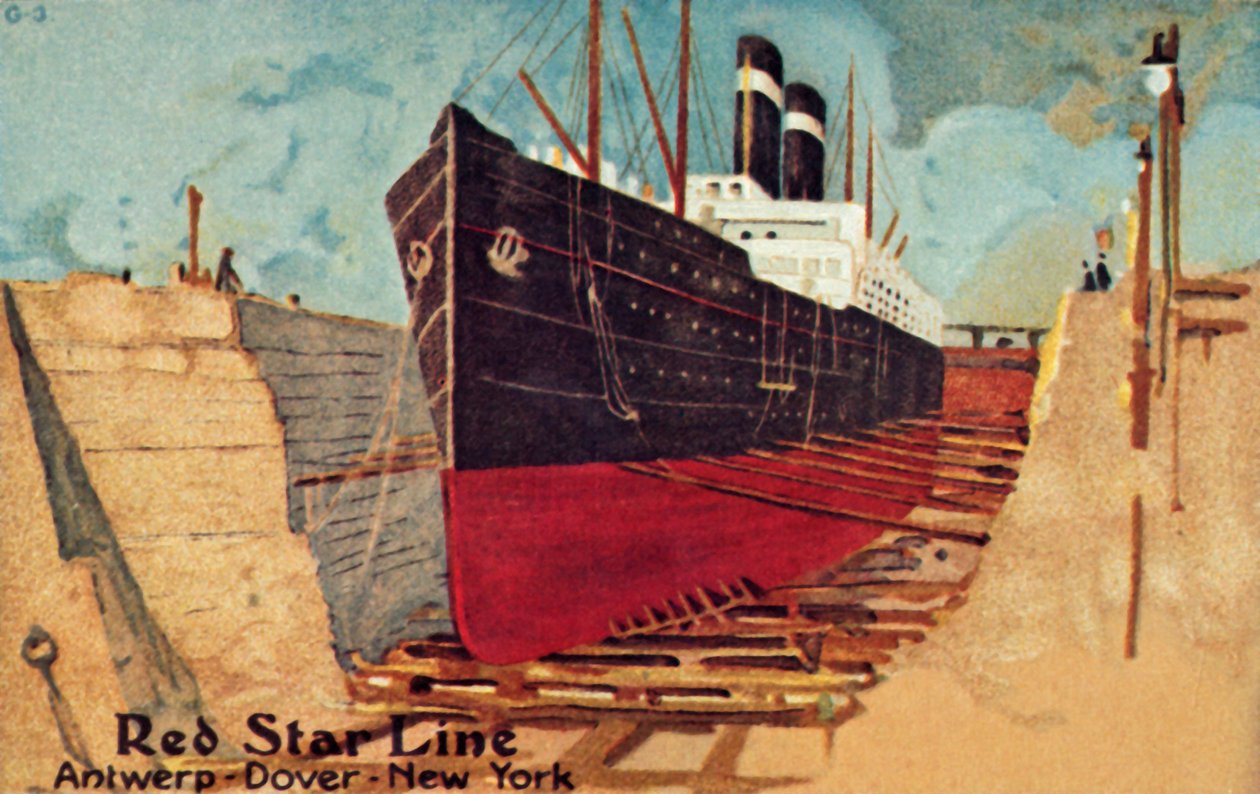 Forro vermelho da estrela na doca seca para o reparo, c1905. de Unbekannt