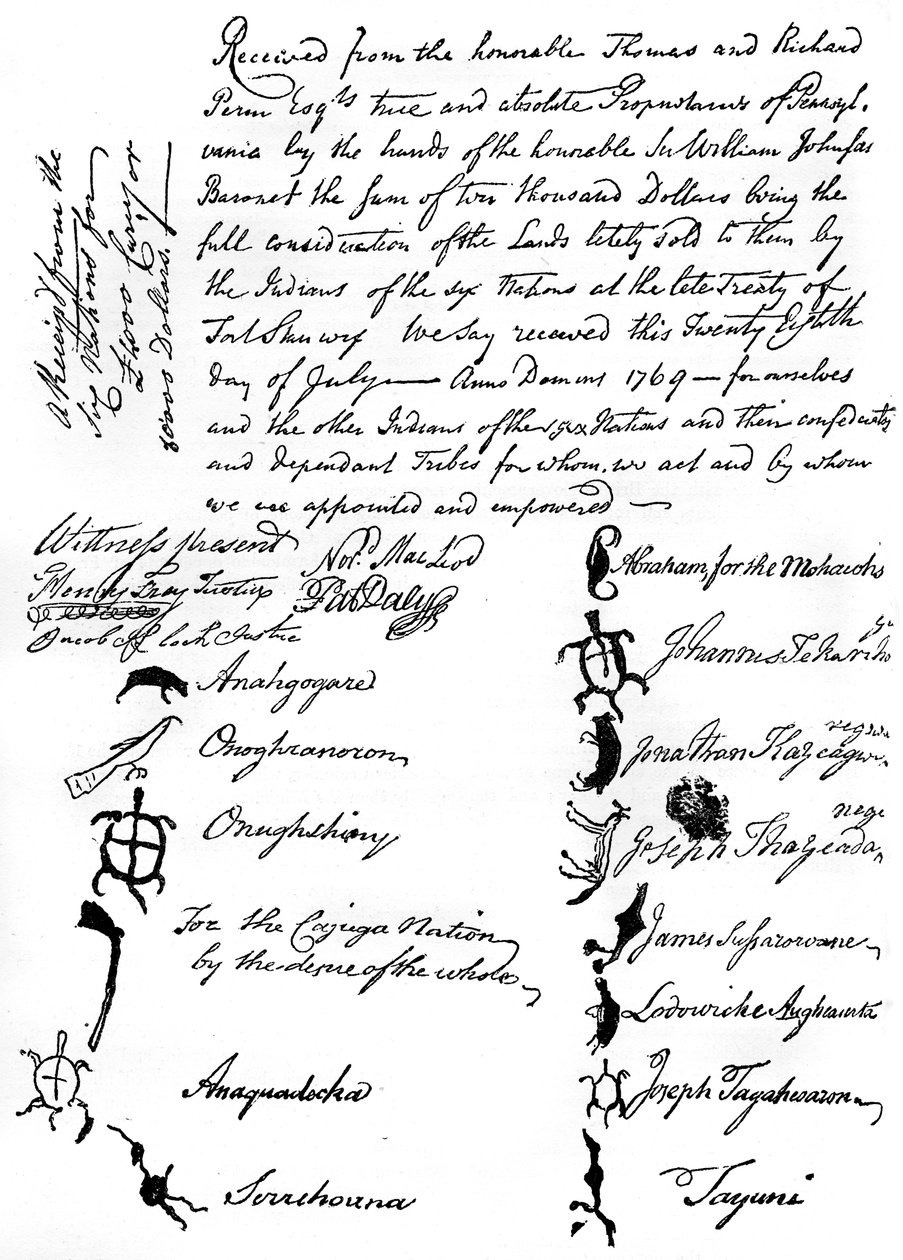 Fac-símile reduzido de um tratado entre as tribos britânica e nativa americana, 1769, c1880 de Unbekannt