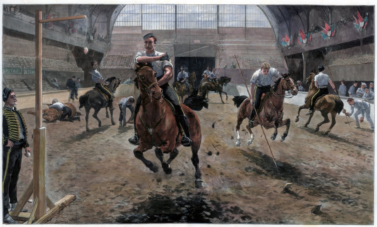 Ensaiando para o Royal Military Tournament no Agricultural Hall, Islington, Londres, 1886 de Unbekannt